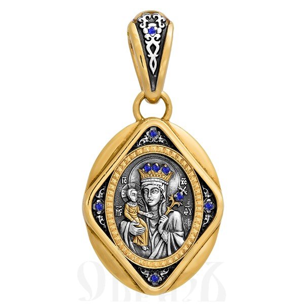 образок «икона божией матери «неувядаемый цвет», серебро 925 проба с золочением (арт. 102.212)