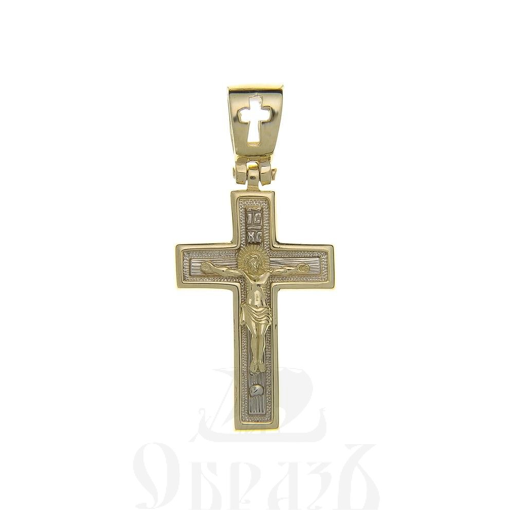 золотой крест с иисусовой молитвой, 585 проба желтого и белого цвета (арт. п30049-з5жб)