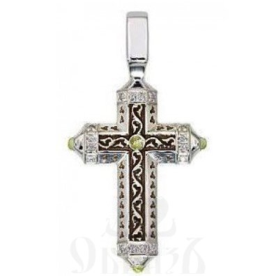 крест с молитвой «спаси и сохрани», серебро 960 проба с эмалью и фианитами (ювелия 01.044а)